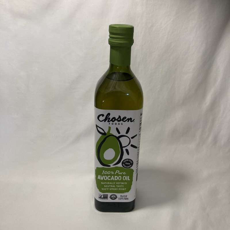 Chosen Foods 100% Pure Avocado Oil, 25.4 Floz Glass Bottle, Non-GMO Delicious