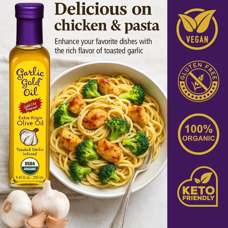Garlic Gold Extra Virgin Olive Oil Infused with 8.44 Fl Oz (Pack of 3) gallery