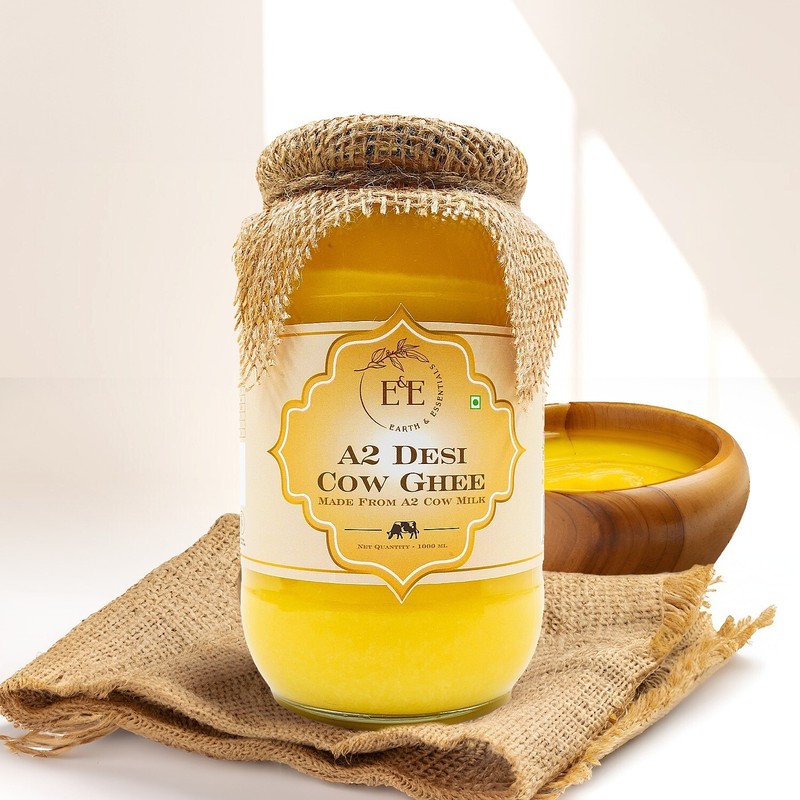 Earth & Essentials A2 Cow Ghee (1 ltr) I Pure Clarified Butter I Cooking