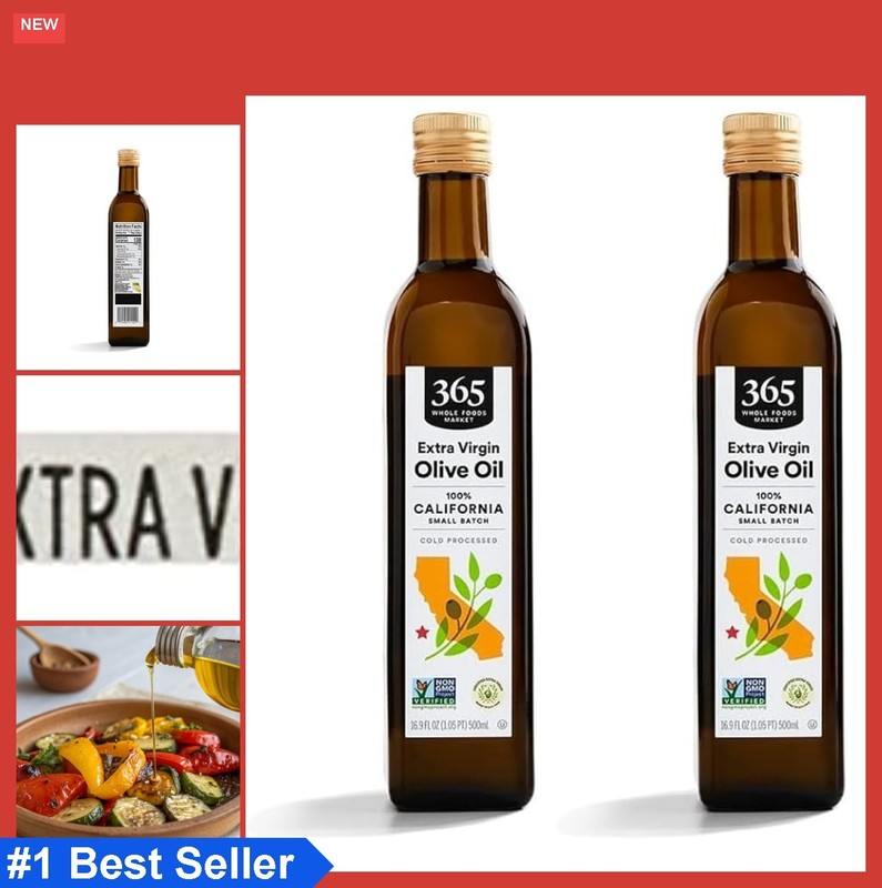 Extra Virgin Olive Oil 16.9 Fl Oz Pack of 2 California Cold Pressed Organic