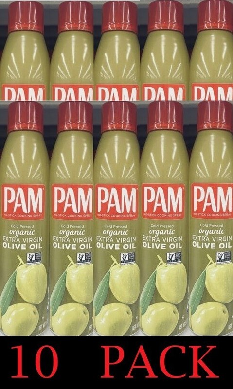 10x PAM COLD PRESSED ORGANIC Extra Virgin OLIVE OIL Spray Non Stick 5oz 10 PACK
