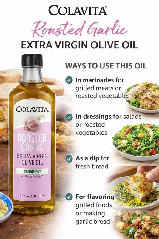 Colavita Roasted Garlic Extra Virgin Olive Oil, 32 Fl Oz – Cold Pressed EVOO gallery