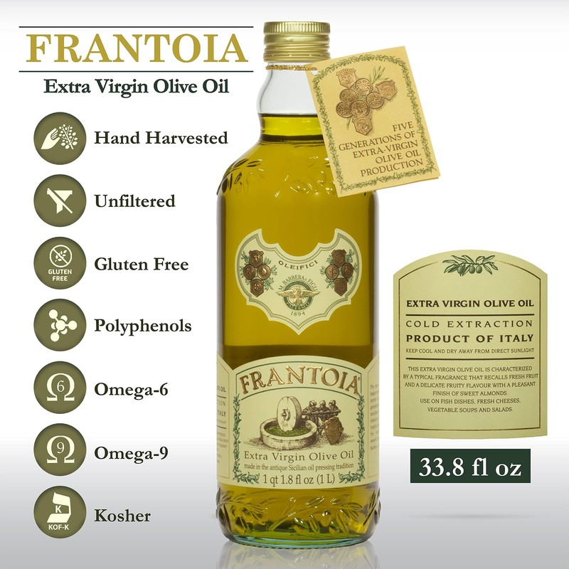 Frantoia Extra Virgin Olive Oil from Italy - Fruity, Unfiltered, Cold Extract... gallery