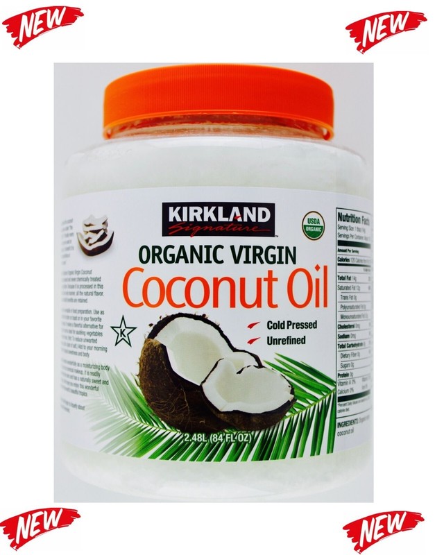 Kirkland 100% USDA Organic Coconut Oil Virgin Cold Pressed Unrefined, 84 FL OZ