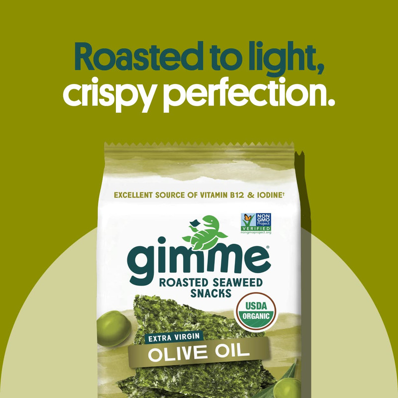 Gimme Seaweed Organic Premium Roasted Seaweed Snacks, Virgin Olive Oil, 20 Count gallery