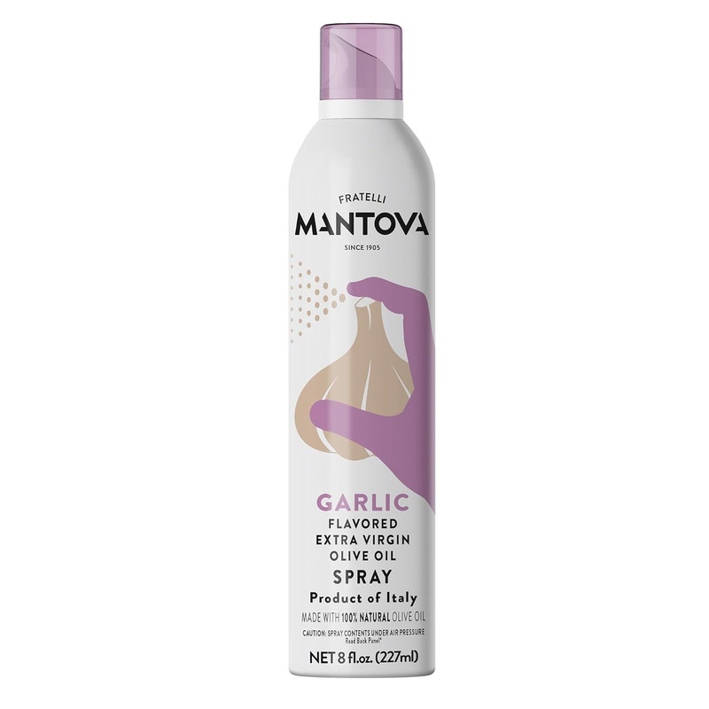 Mantova Extra Virgin Olive Oil Spray Garlic Flavored 8 Oz. Spray Bottle – Manage