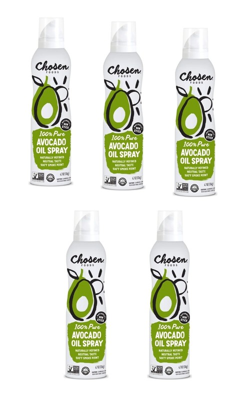 5 Pack Chosen Foods Avocado Oil Cooking Spray 4.7 oz – Pure, High Heat, Non-GMO