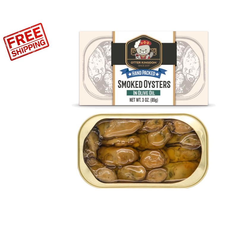Sustainably Farmed Smoked Oysters in Olive Oil – 12 Cans of 3 Ounces Each