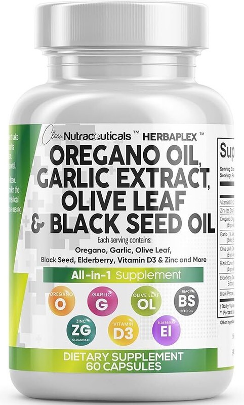 Clean Nutra Oregano Oil with Black Seed Oil Garlic Olive Leaf Extract – Oil of O