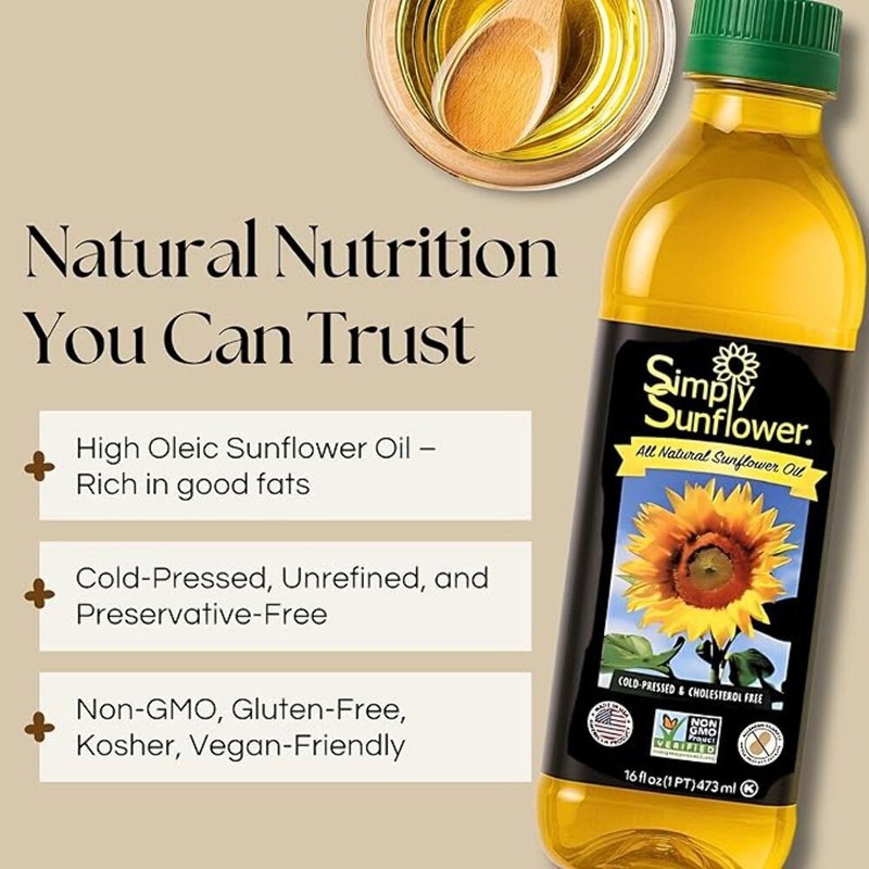 Sunflower Oil | Pack of 2 | 16 oz | Non GMO, Gluten Free, Vegan | Simply Sunflow gallery