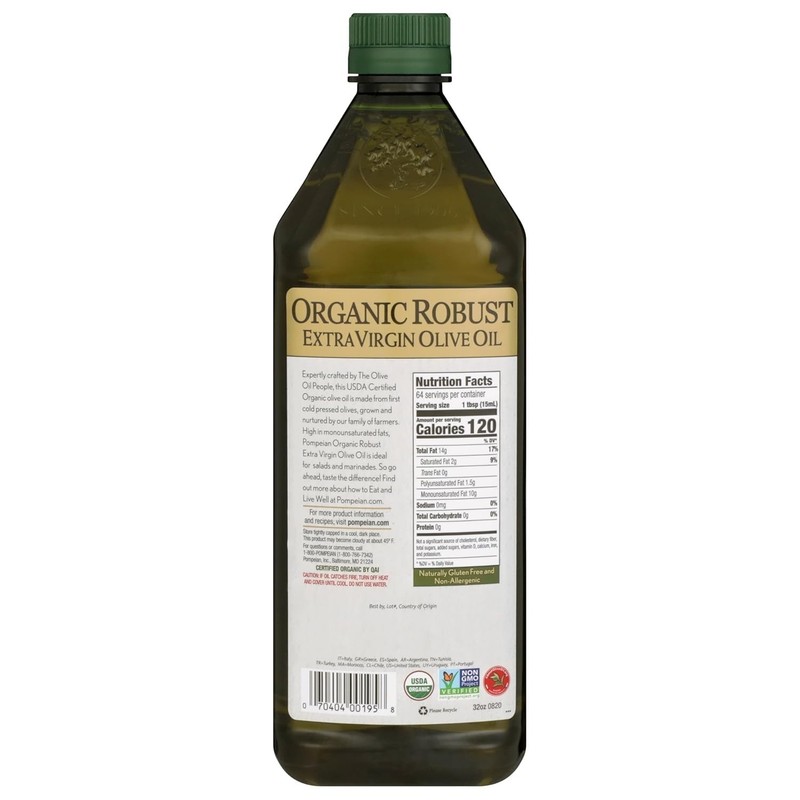 Organic Robust Extra Virgin Olive Oil 32 Fl Oz - First Cold Pressed for Robus... gallery