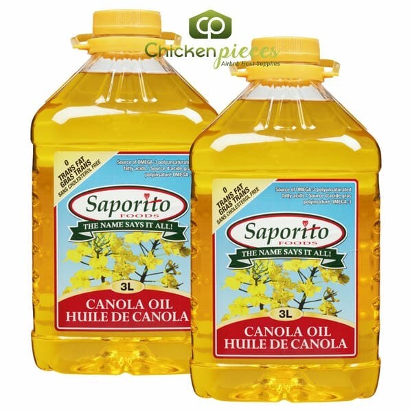 Saporito Canola Oil Quality Bulk Large 3L/6.34Lbs (2/Case)-Canadian Made