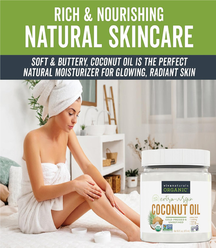 Viva Naturals Organic Coconut Oil, 16 fl oz – Unrefined, Cold-Pressed Extra Virg gallery