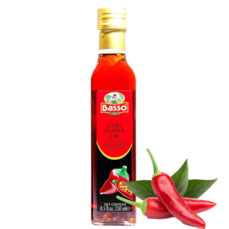 BASSO 1904 – Spicy Chili Oil, Infused Premium Extra Virgin Olive Oil, 8.5 Fl Oz