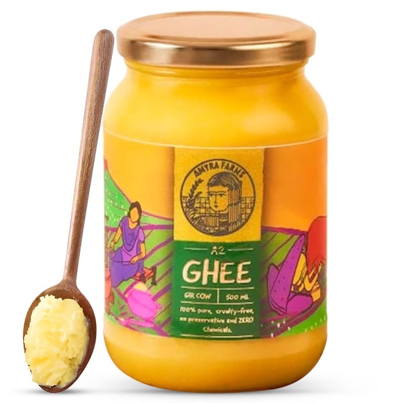 Amyra Farms Organic A2 Ghee – 1 Pound | Grass-Fed Gir Cow Ghee Handcrafted Bi…