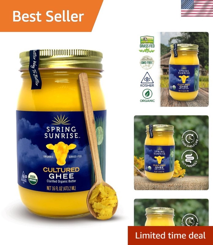 Grass Fed Organic Cultured Ghee – USDA Certified Clarified Butter – Keto & Pa…