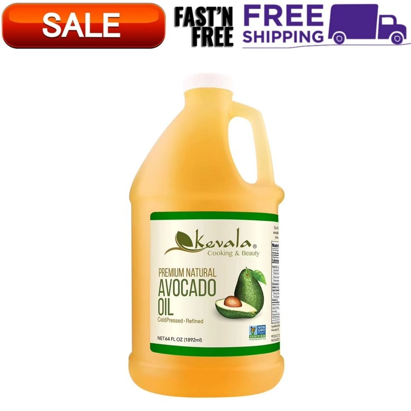Kevala Premium Natural Avocado Oil, 1/2 Gallon (64 fl oz)