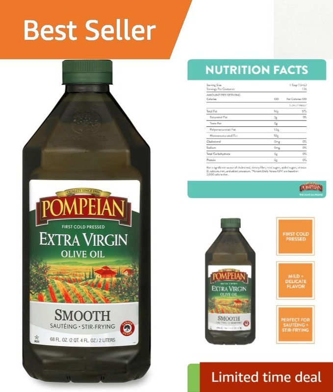 Smooth Extra Virgin Olive Oil 68 Fl Oz – Perfect for Sautéing and Drizzling