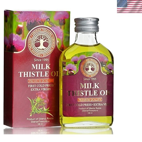 Siberian Natural Milk Thistle Oil 3.4 Fl Oz – Cold Pressed and Preservative-Free