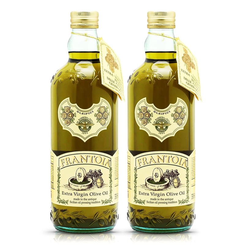 Frantoi Extra Virgin Olive Oil, 33.8 fl oz (1 Liter) 33.81 Fl Oz (Pack of 2)