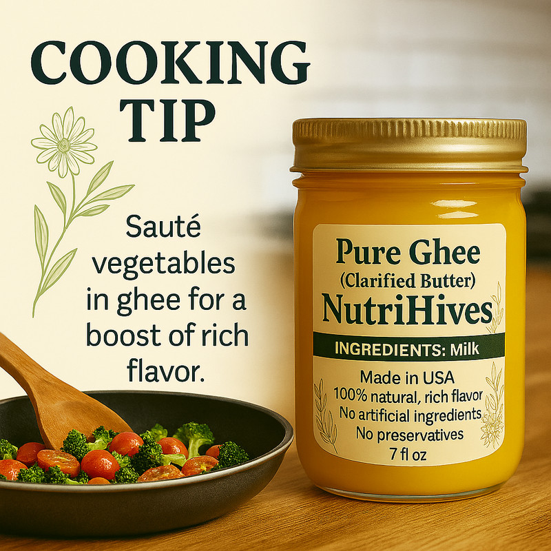 Pure Ghee - Clarified Butter, Product of USA, NutriHives- 7 fl oz gallery