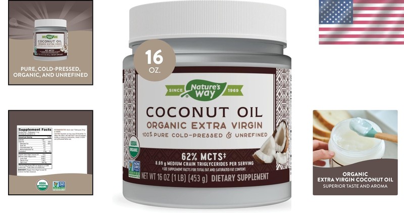 Organic Extra Virgin Coconut Oil 16 oz - Gluten-Free & Non-GMO Cooking Essential gallery