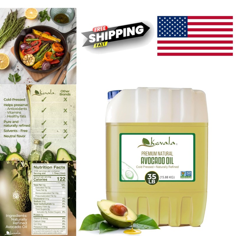 Multipurpose Avocado Oil 35 LB Cold Pressed Vegetable Oil for Everyday Use