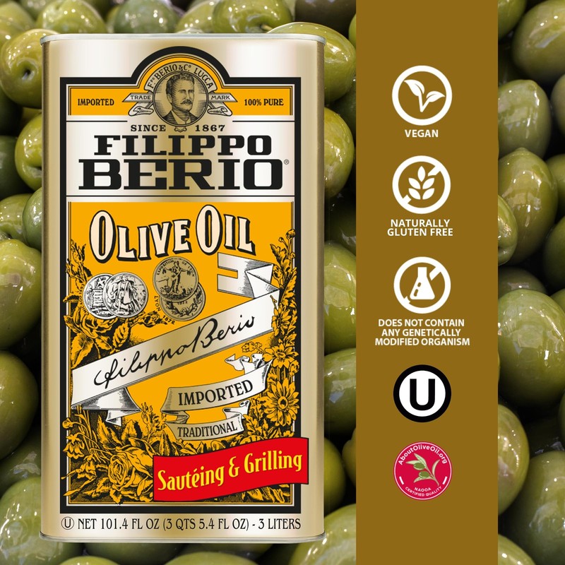 Filippo Berio Pure Olive Oil, 101.4 Ounce Tin gallery