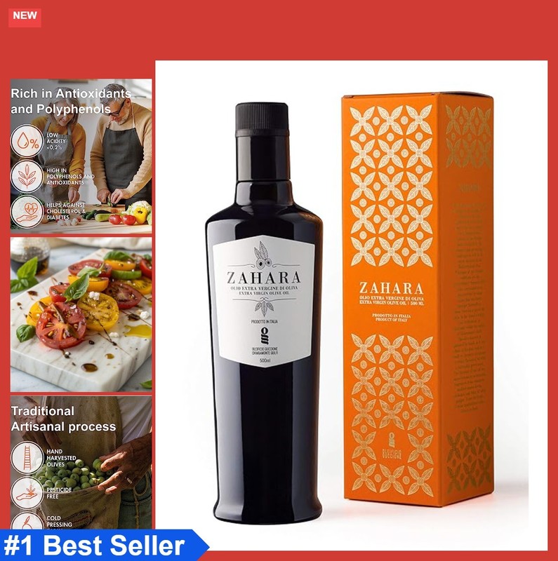 Extra Virgin Olive Oil 16.9 oz Sicily Premium Cold Pressed Polyphenol Rich Gift