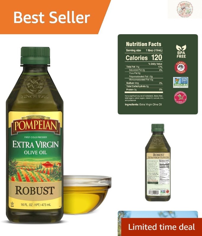 Imported 16 Fl Oz Robust Extra Virgin Olive Oil – Perfect for Pasta & Sautéing