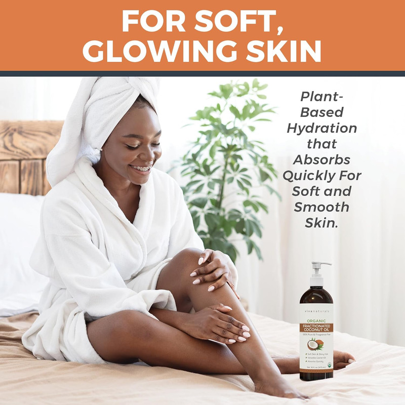Organic Fractionated Coconut Oil, 16 Fl Oz – Skin & Hair Moisturizer, Massage Oi gallery