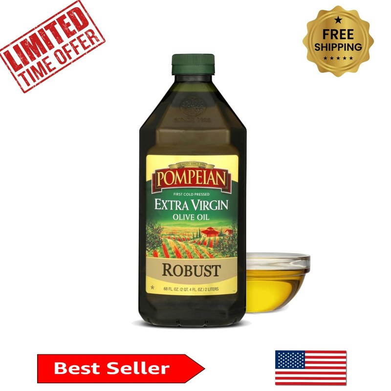 68 Fl Oz Robust Extra Virgin Olive Oil – First Cold Pressed for Cooking