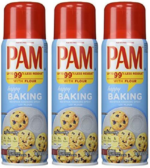 3 PAM Made with Real Flour BAKING Non-Stick Cooking Spray Fat-Free Cooking