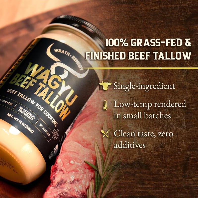 Premium 100% Pure Wagyu Beef Tallow - 14 oz for Cooking, Frying, Baking - Keto, gallery