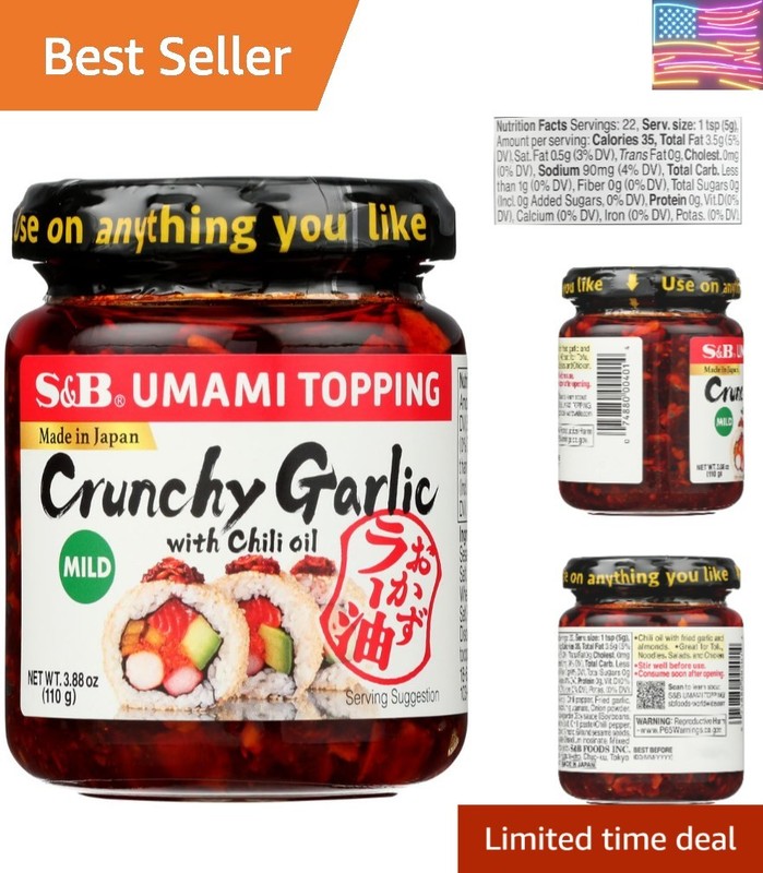 Chili Oil with Crunchy Garlic Topping 3.9 Ounce Pack of 3
