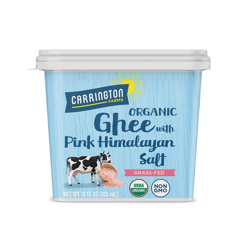 Certified Organic Grass Fed Ghee with Himalayan Salt, 12oz,