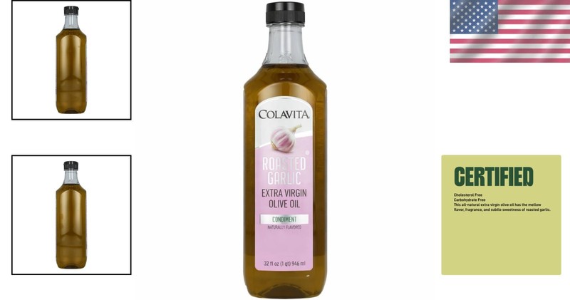 Natural Roasted Garlic Flavor Olive Oil - 32 Fl Oz Unrefined Culinary Essential gallery