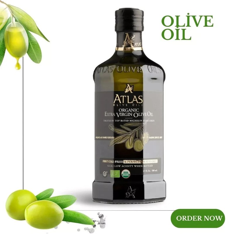 Atlas Organic Cold Pressed Moroccan Extra Virgin Olive Oil, Polyphenol Rich, NEW