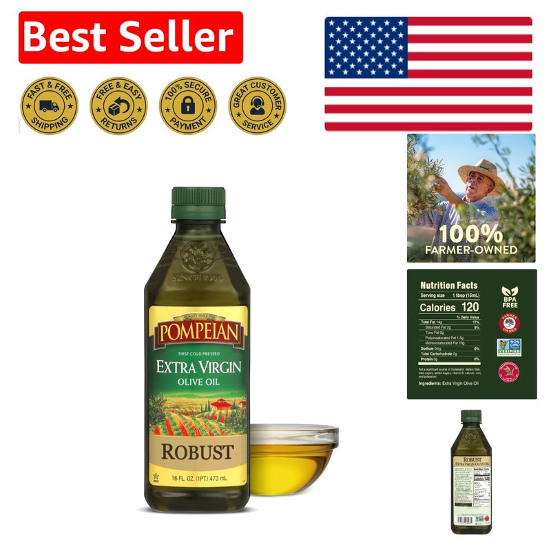 Robust Extra Virgin Olive Oil – First Cold Pressed, 16 Fl Oz for Gourmet Cooking