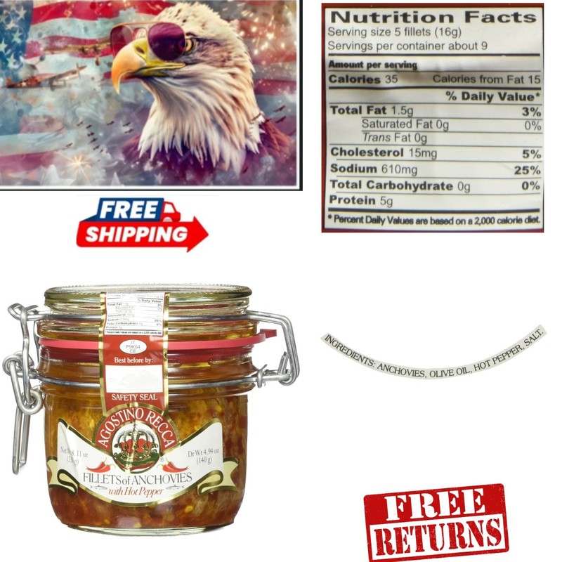 Gourmet 8.1oz Anchovy Fillets in Olive Oil & Hot Pepper for Flavorful Dishes