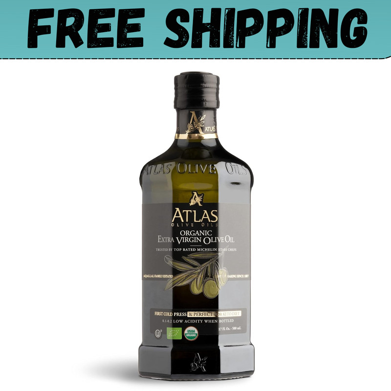 Atlas Organic Cold Pressed Moroccan Extra Virgin Olive Oil, Polyphenol Rich, NEW