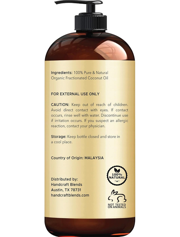 Organic Fractionated Coconut Oil - 16 Fl Oz - 100% Pure and Natural - Premium Gr gallery