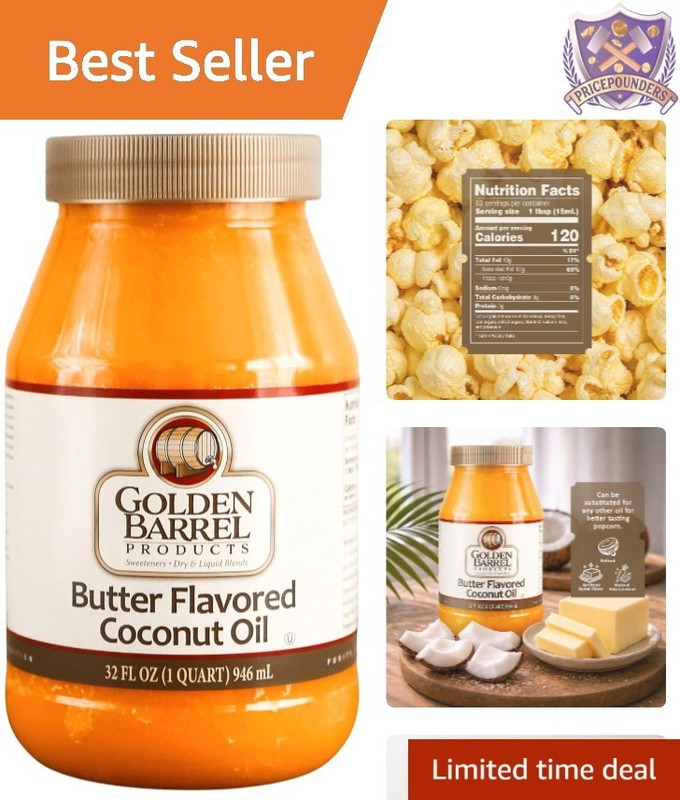 Butter Flavored Coconut Oil 32 oz Healthy Cooking Baking Movie Theater Popcorn