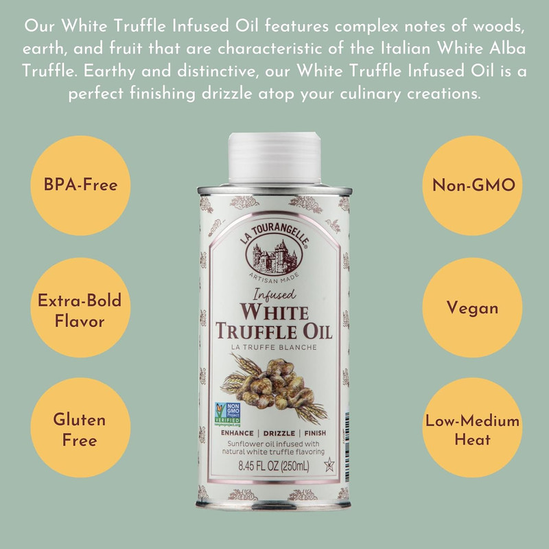 , White Truffle Oil, Complex Gourmet Earthy Flavor for Drizzling over Pasta, Pop gallery