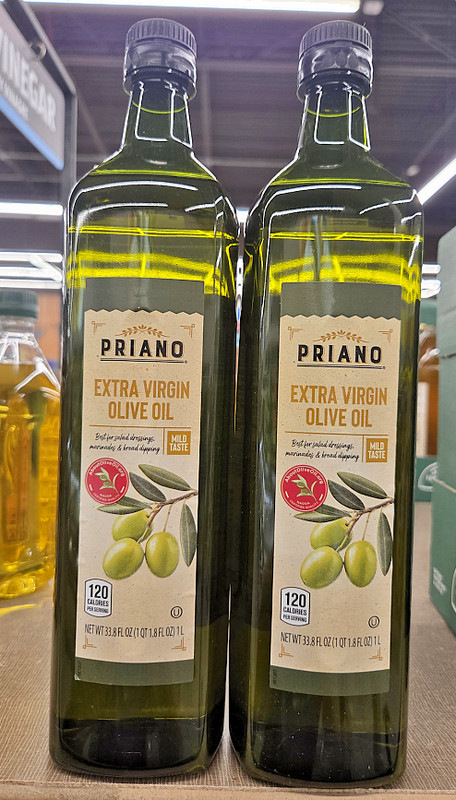 Priano Extra Virgin Olive Oil Mild Taste 33.8fl oz 1 liter (2 Large Bottles)