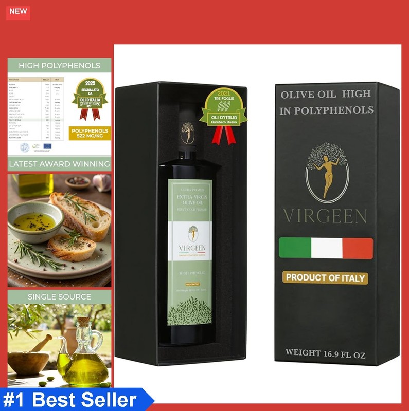 Extra Virgin Olive Oil 522 mg/kg Polyphenols Cold Pressed Italian for Drinking