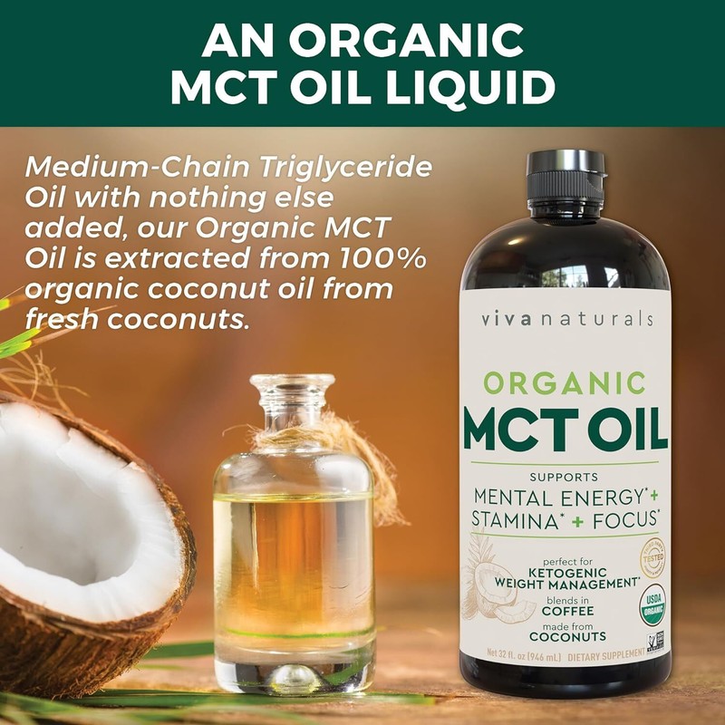Viva Naturals Organic MCT Oil For Keto coffee, Best MCT Oil Suppl.....(32 fl oz) gallery
