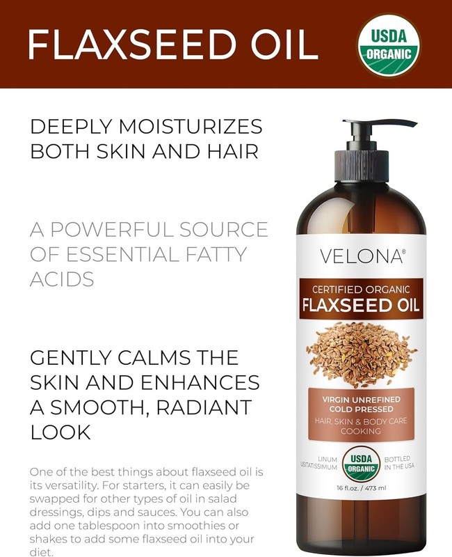USDA Certified Organic Flaxseed Oil - 16 Fl Oz | 100% Pure and Natural Carrie... gallery