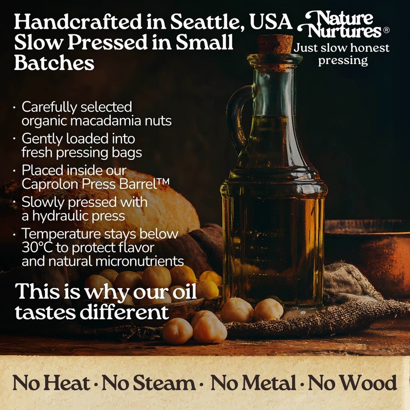 Macadamia Oil for Cooking Raw Unrefined First Cold-Pressed Below 30C Made in USA gallery