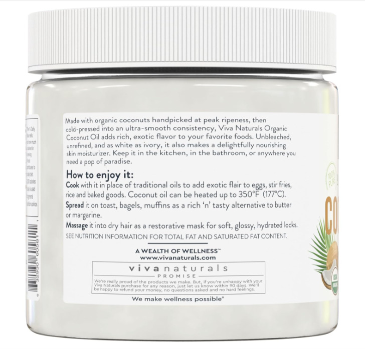 Organic Unrefined Coconut Oil 16oz Cold-Pressed Extra Virgin Cooking & Hair Skin gallery